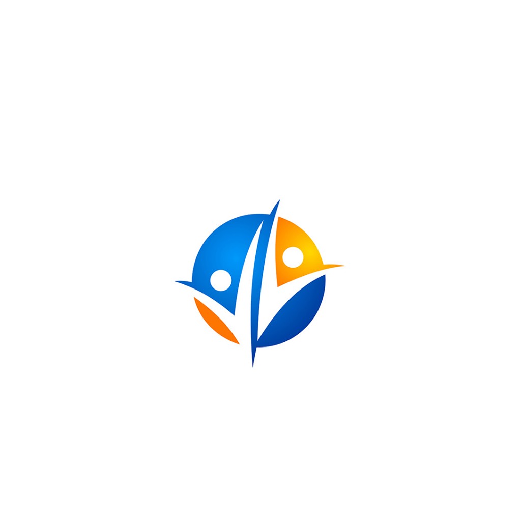 蓝色橙色人形logo设计