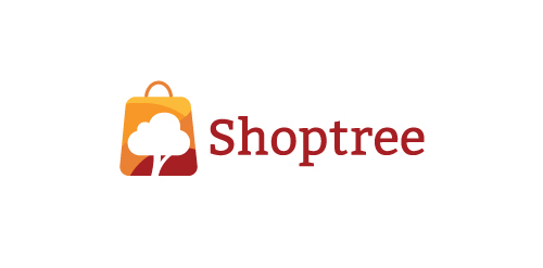Shoptree logo设计:简洁购物袋图标