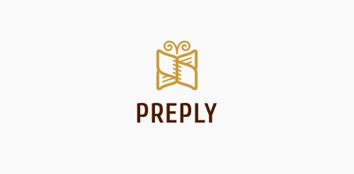 简约书本形状的PREPLY logo设计