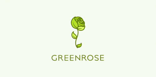 绿色玫瑰logo设计:简约自然品牌标识