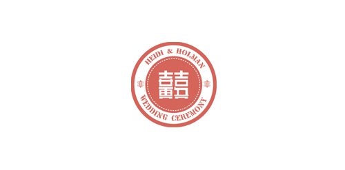 婚礼logo设计:喜字印章风格