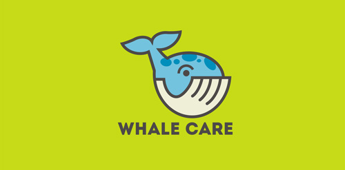 鲸鱼护理Logo设计:简洁线条艺术