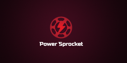 Power Sprocket logo设计:齿轮与闪电的结合