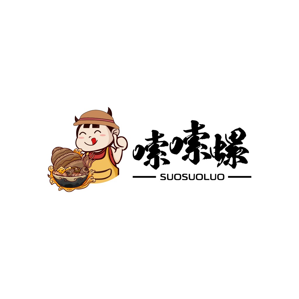 卡通面条角色logo设计