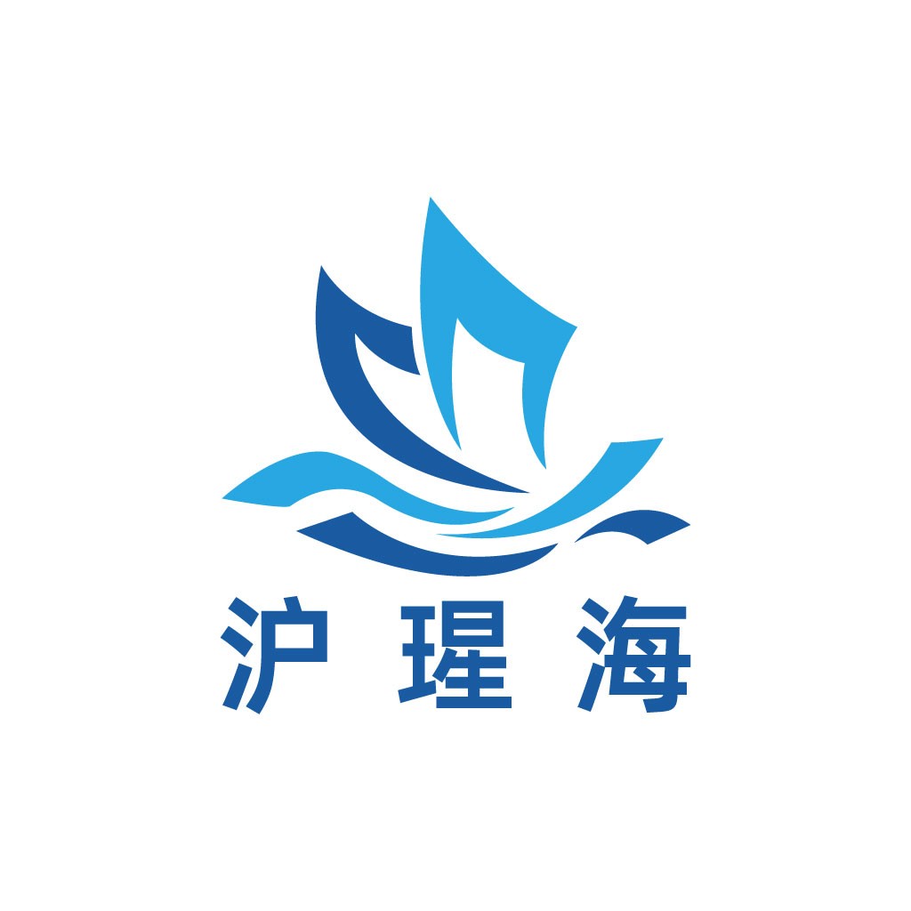 蓝色波浪与汉字的现代企业logo设计