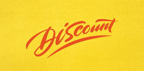 红色手写体折扣标志设计