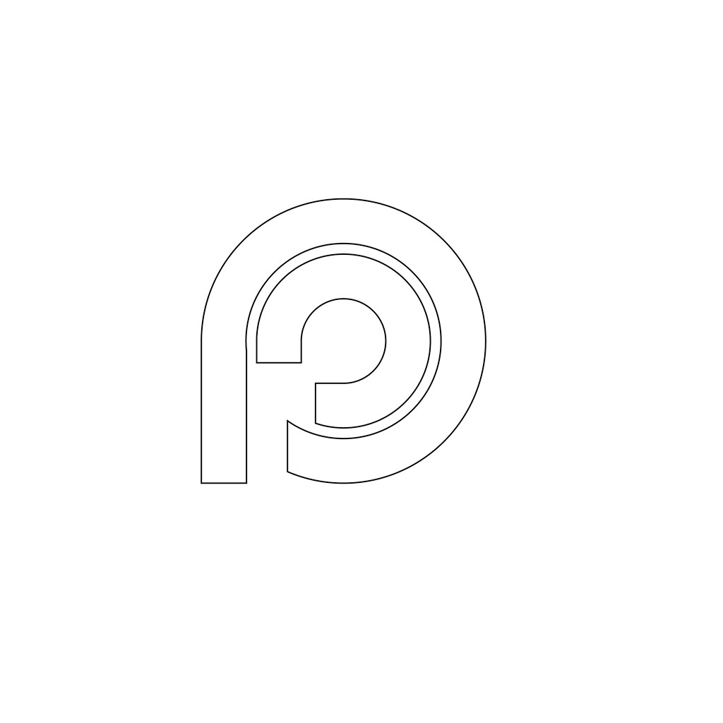 极简线条艺术字母P logo设计