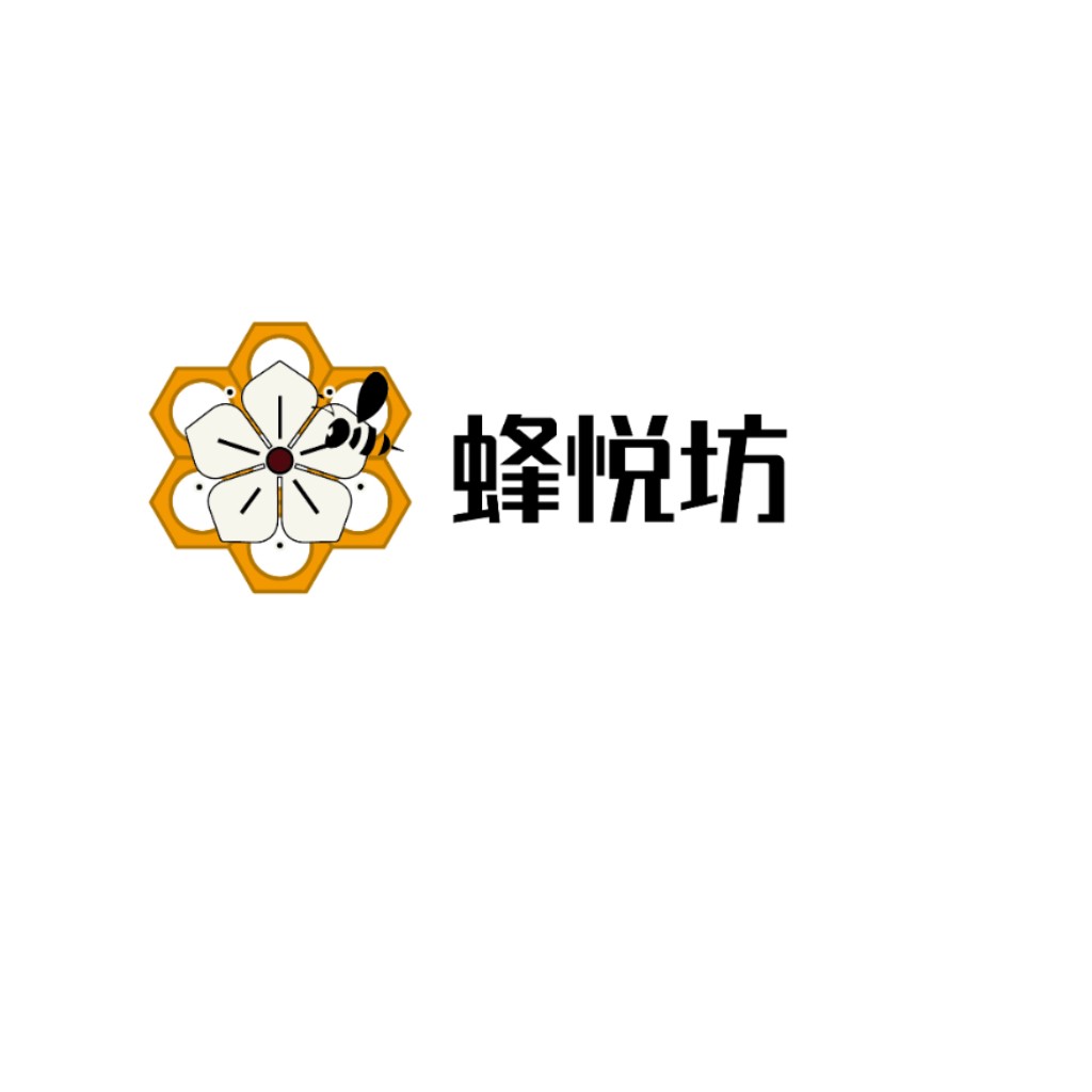 蜂悦坊logo设计:蜜蜂与花的和谐共生