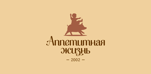 简约风猪骑人logo设计