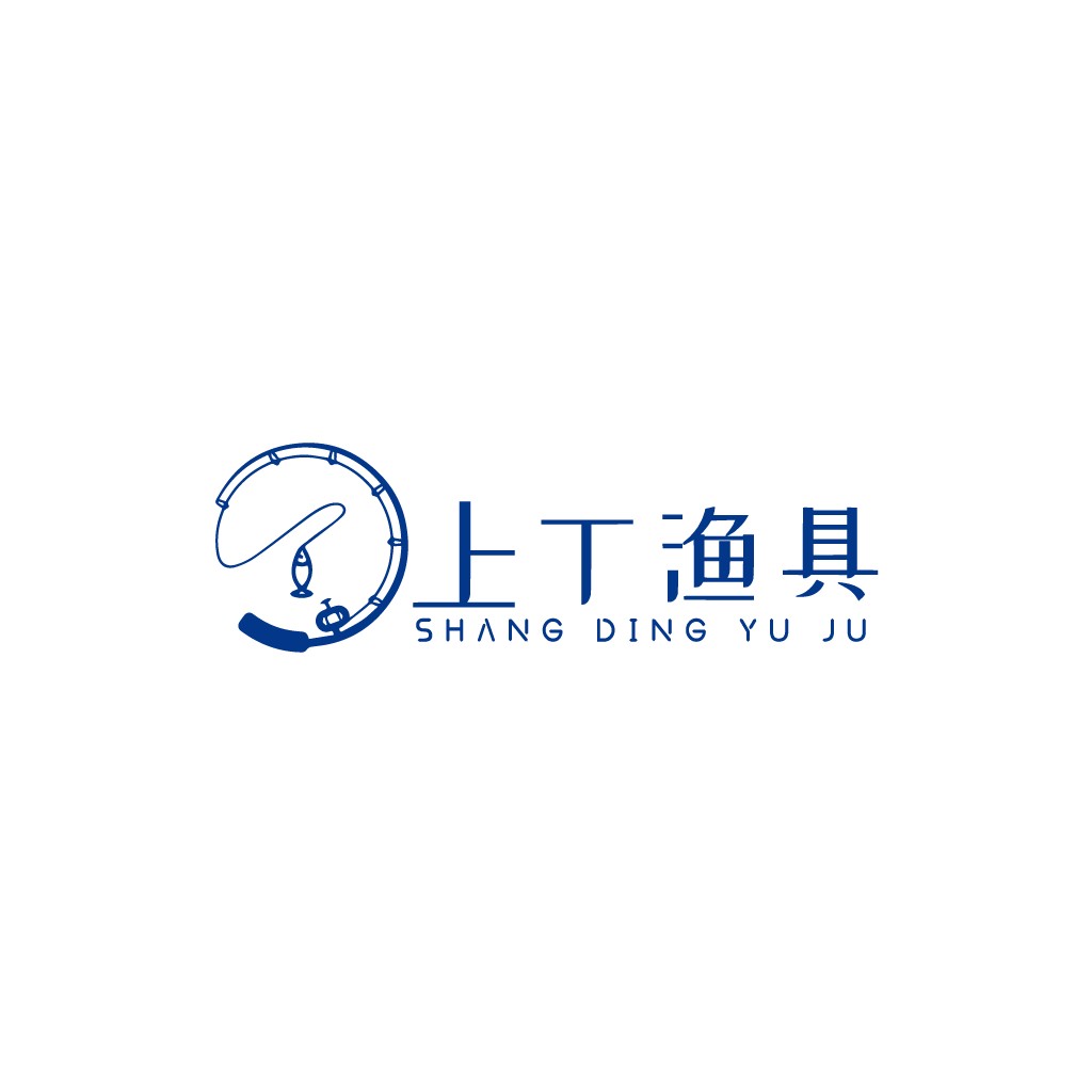 简约鱼竿图案的钓鱼具logo设计