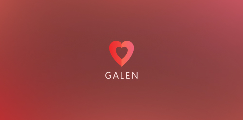 Galen Logo设计:简约心形图标与渐变背景