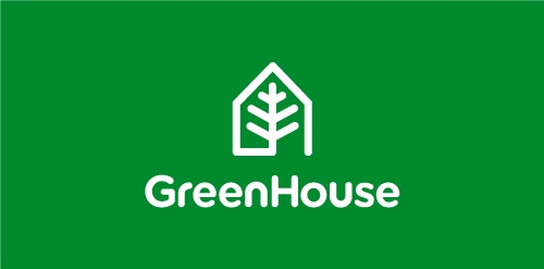 绿色房屋logo设计:简约环保标识