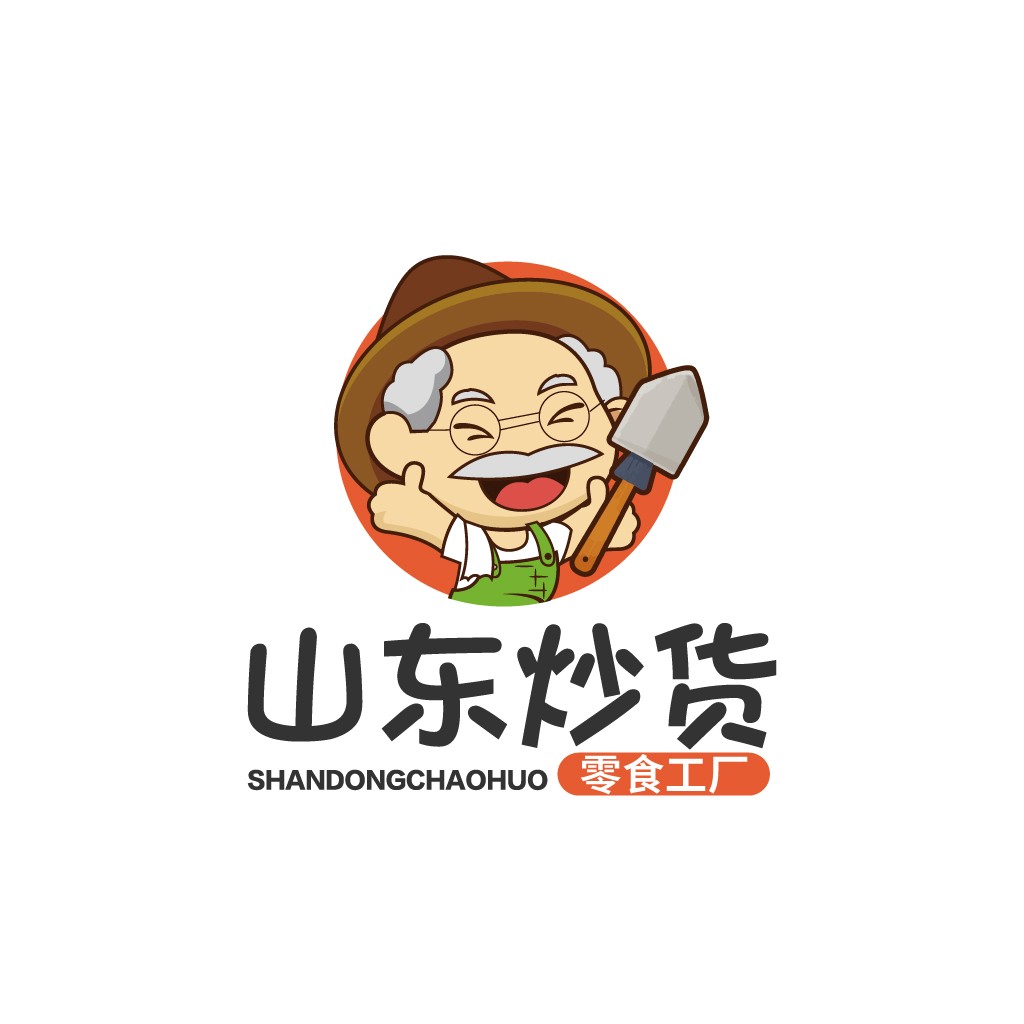 卡通老人炒货logo设计