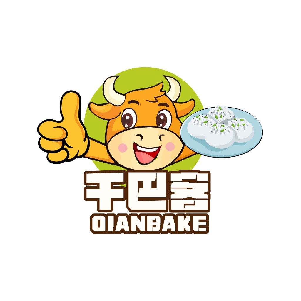 卡通牛头包子店logo设计