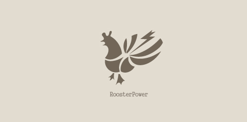 RoosterPower logo设计:鸡冠图案创意
