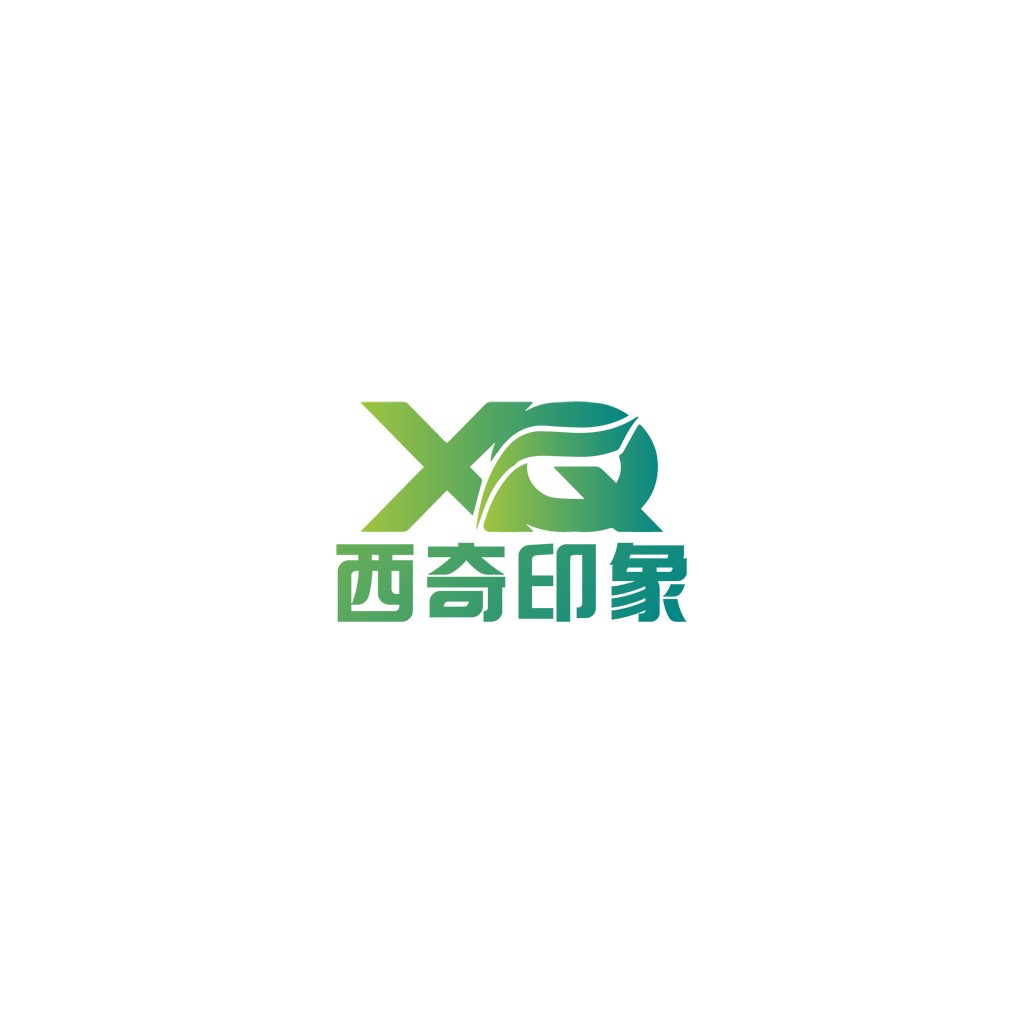 绿色渐变XQ标志设计