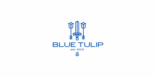 Blue Tulip Logo设计:简洁优雅的花卉品牌标识