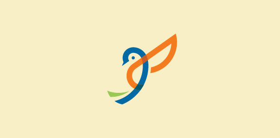 简洁抽象的鸟形logo设计