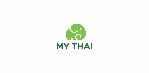 My Thai Logo设计：大象元素与简洁风格