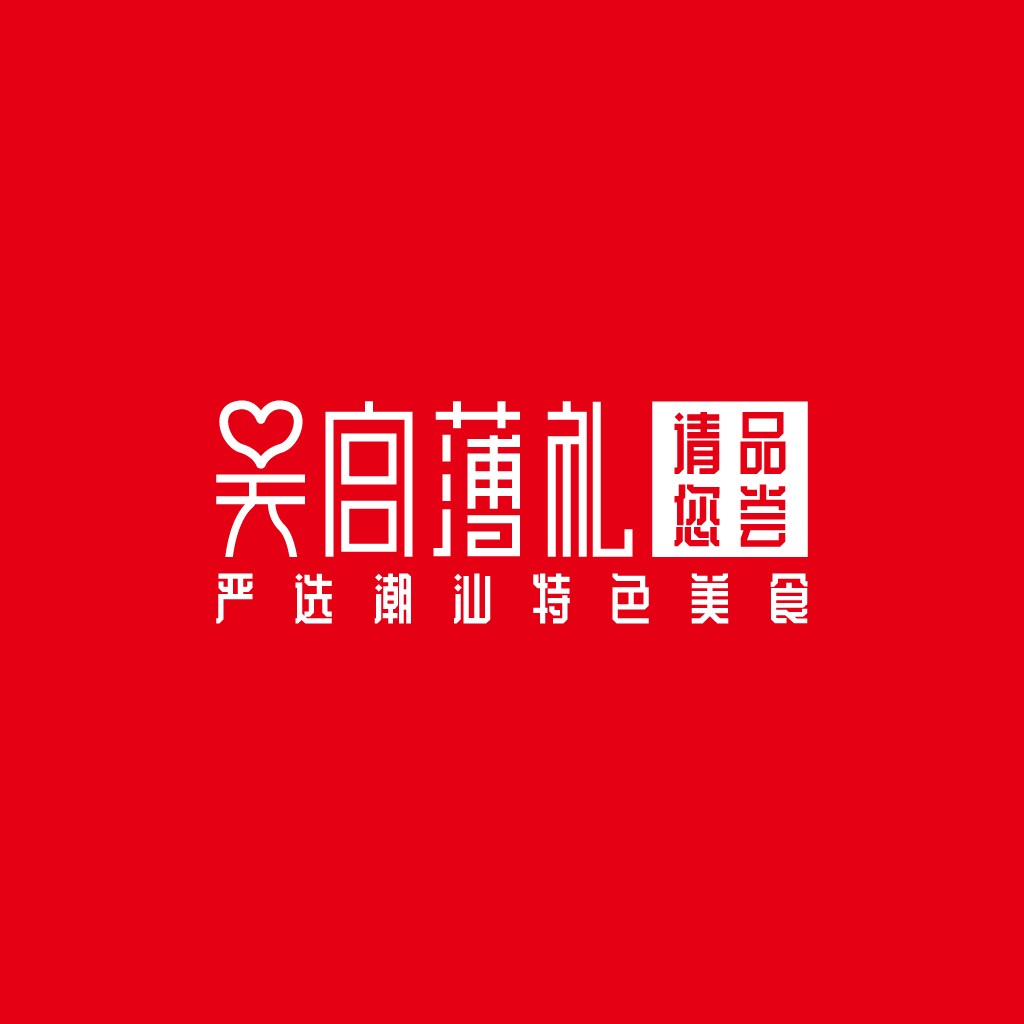 红色背景简约风格logo设计