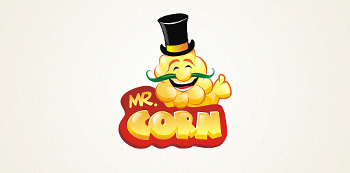 Mr. Corn Logo设计:卡通风格的创意品牌标识