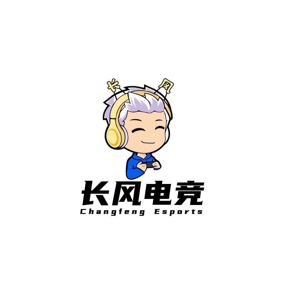 长风电竞logo设计:卡通风格电子竞技品牌标识