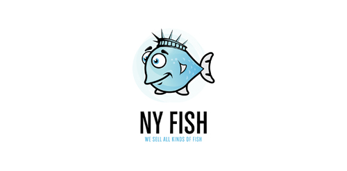 NY Fish Logo设计:创意鱼形品牌标识