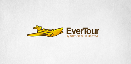 飞机元素的EverTour旅游网站logo设计