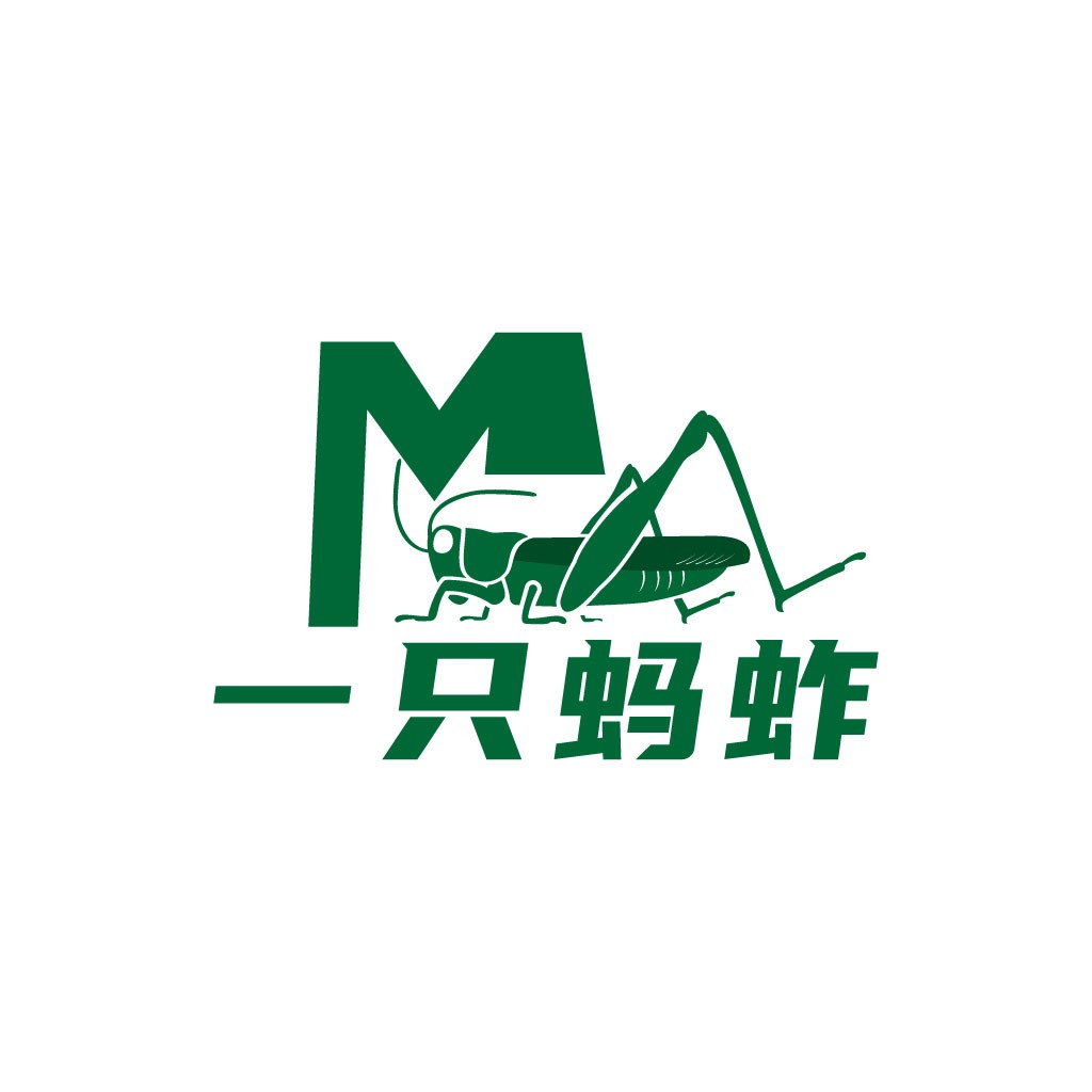 绿色昆虫主题的M字母logo设计