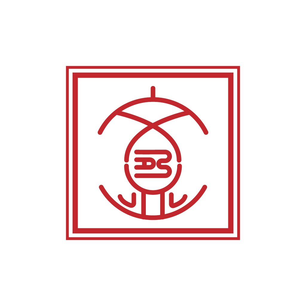 红色方框内简约线条logo设计