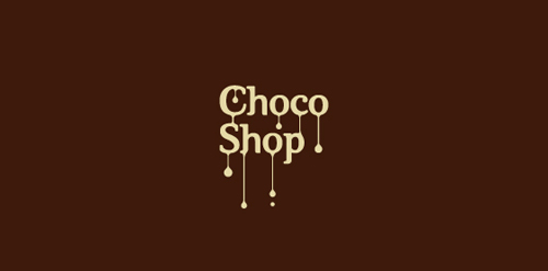 巧克力店logo设计:创意滴落效果