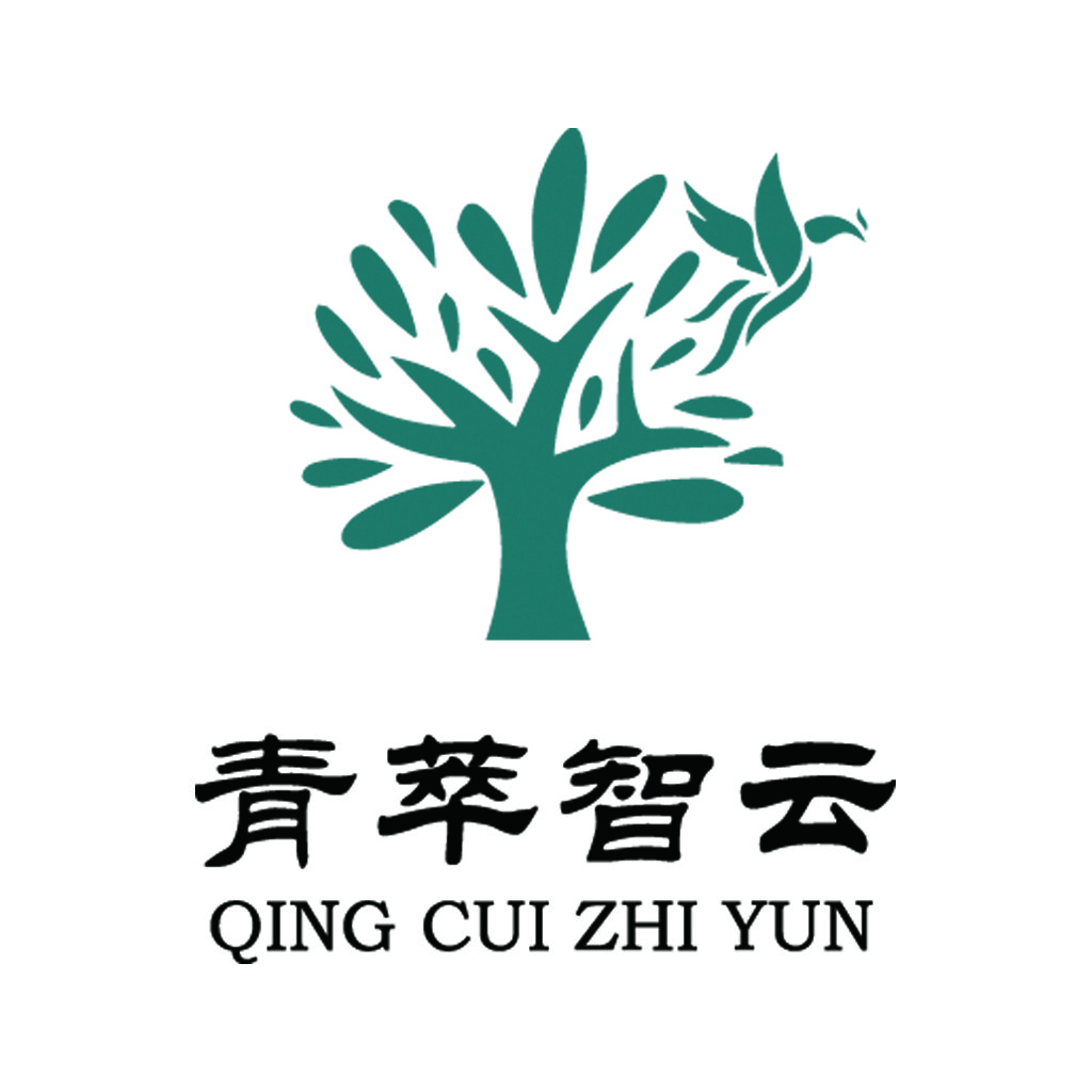 青翠智云logo设计：简约树形标志
