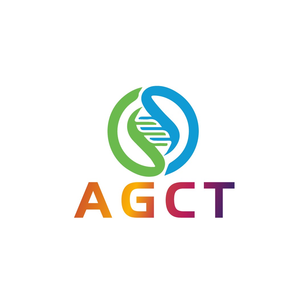 DNA双螺旋结构主题的AGCT彩色logo设计