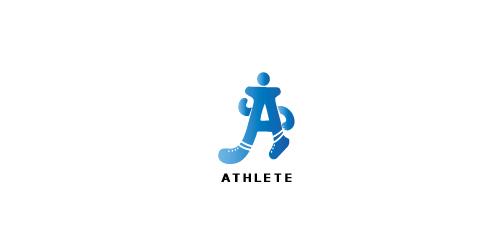 蓝色字母A运动者logo设计