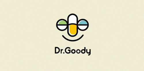 Dr.Goody logo设计:简洁药丸形象