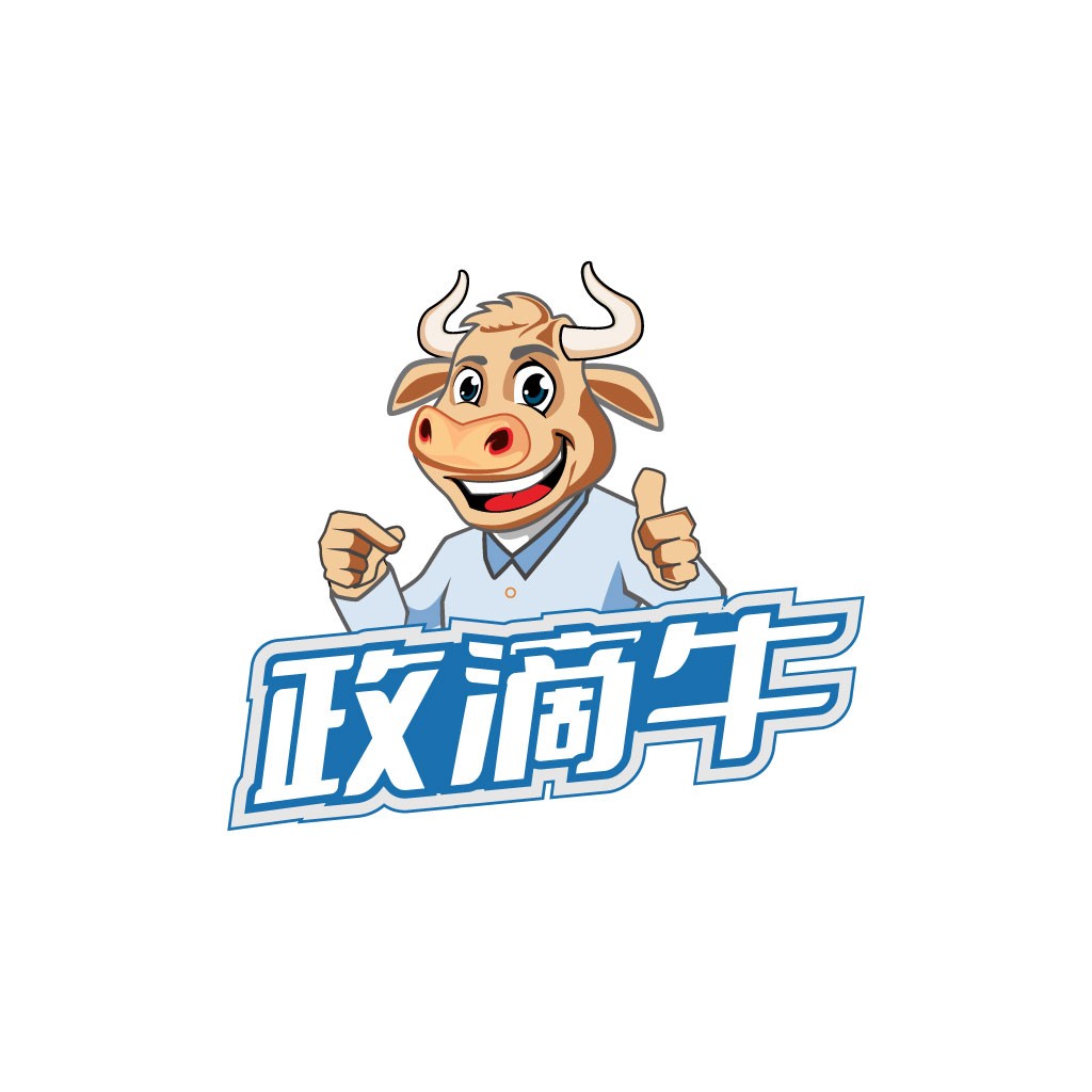 牛气冲天：卡通牛形象logo设计