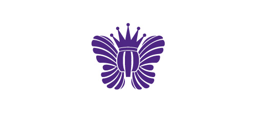 紫色皇冠蝴蝶logo设计