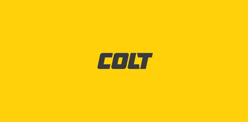 黄底黑字简约风格COLT logo设计
