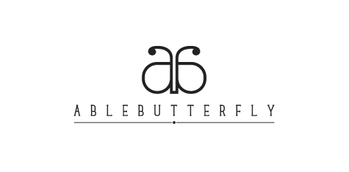 简约优雅的AB蝴蝶结logo设计