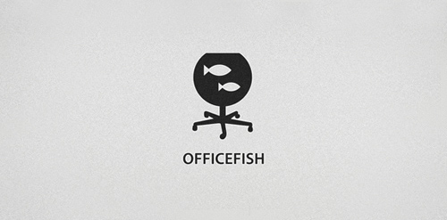 OfficeFish Logo设计:简约办公椅与鱼形结合