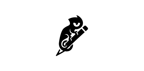 创意猫头鹰与铅笔logo设计