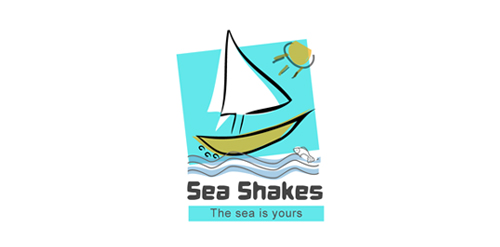 海浪与帆船的海洋主题logo设计