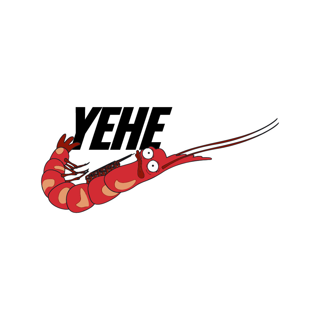 YEHEHE虾卡通logo设计