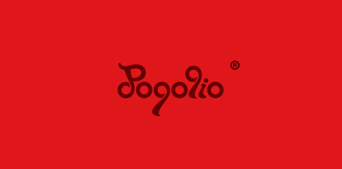 红色背景下的Pogollio logo设计