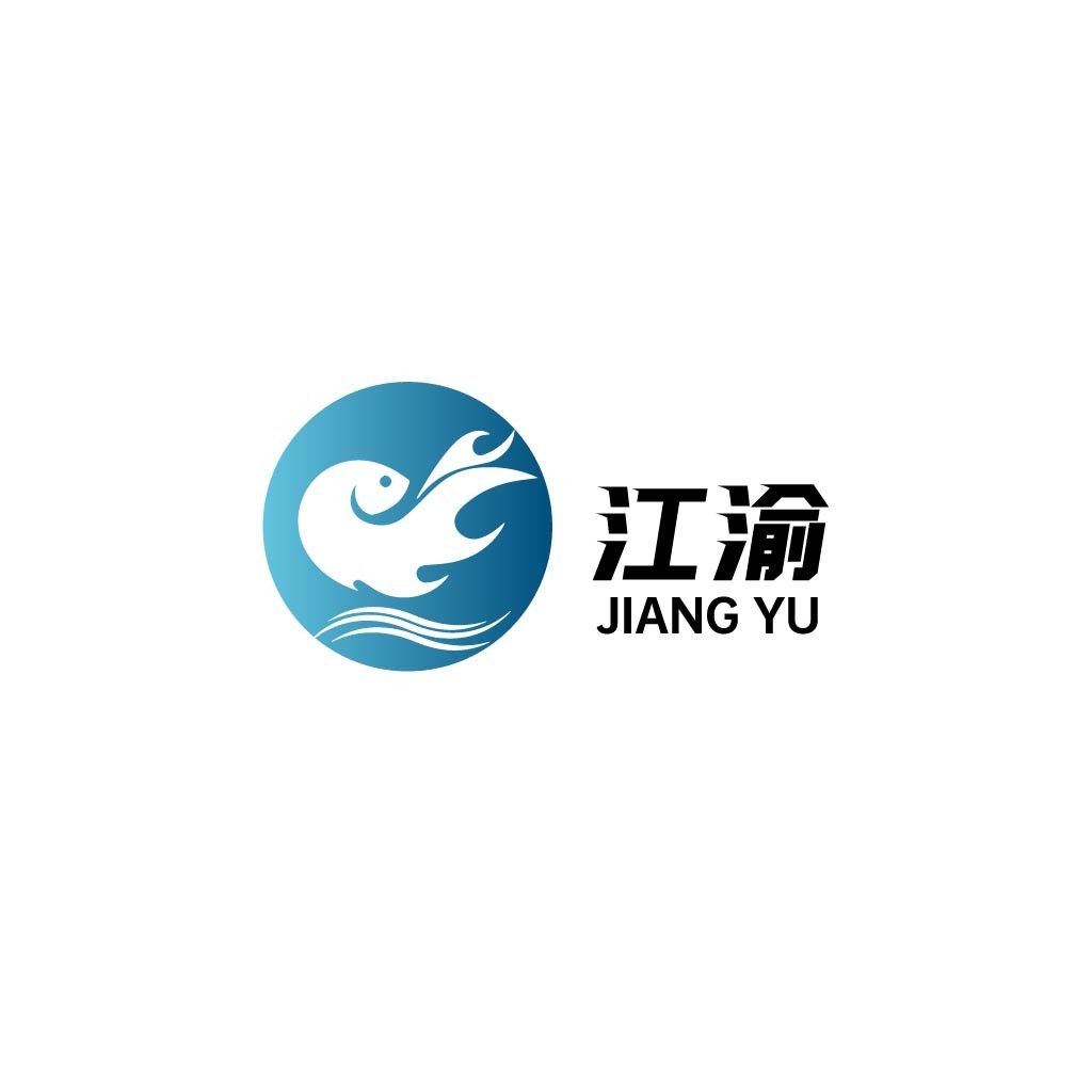 江渝鱼形蓝色渐变logo设计