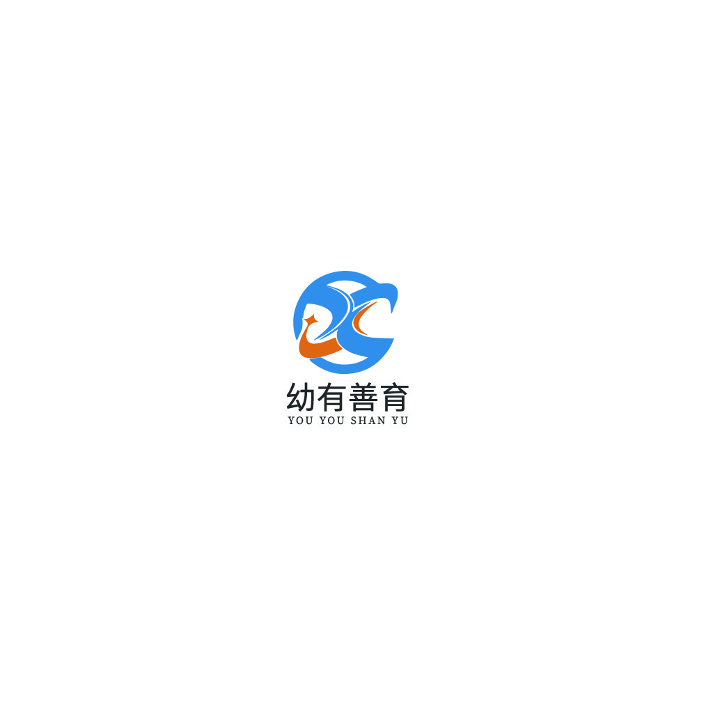 蓝色橙色抽象图形logo设计