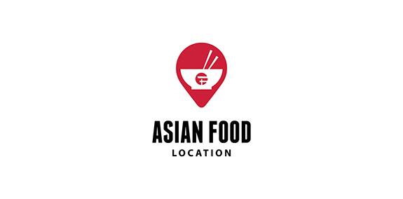 亚洲美食定位图标设计