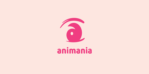 粉色简洁风格的Animania logo设计