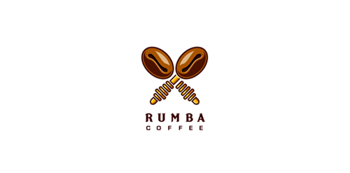 创意咖啡豆形状的Rumba咖啡Logo设计