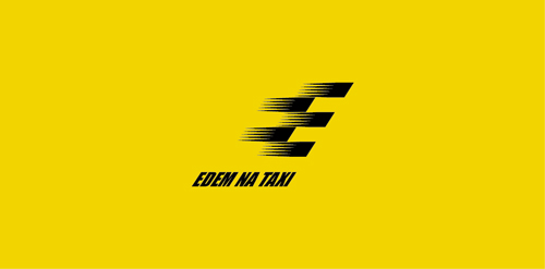 黄色背景黑色字母的出租车logo设计
